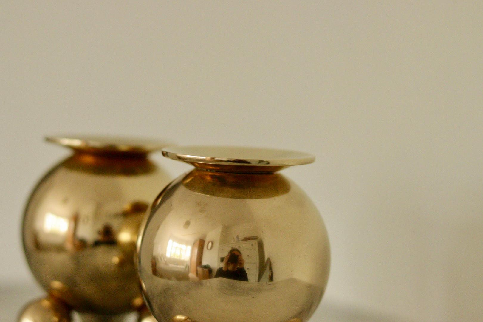 Pair of Mid-Century Swedish Brass Candle Holders
