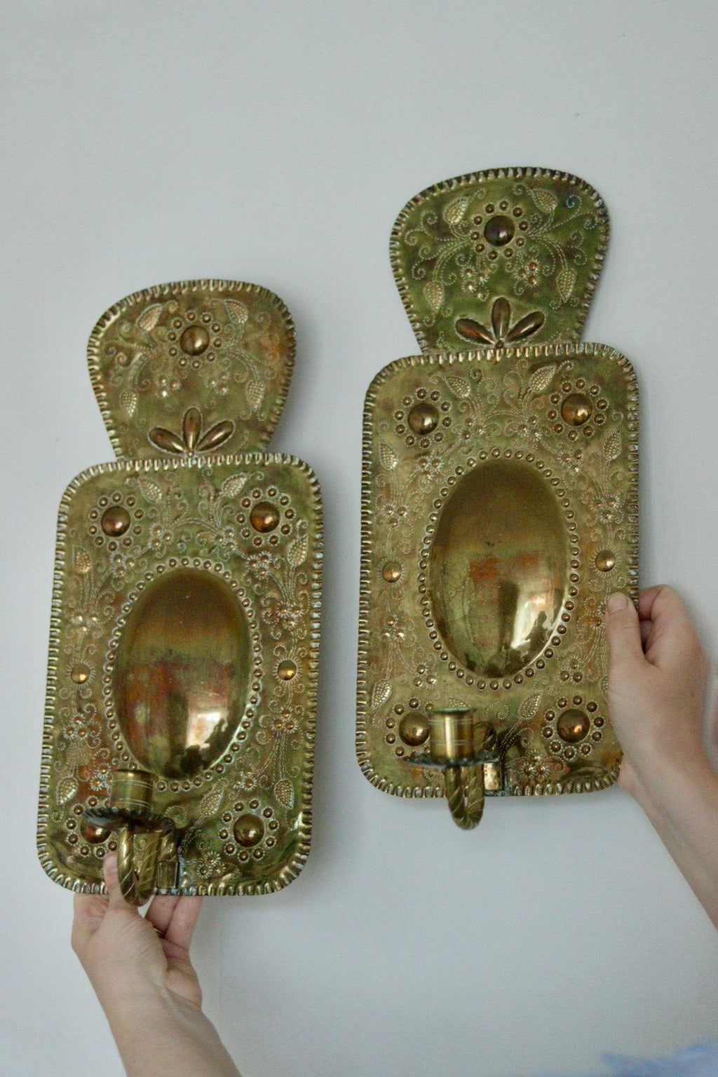 Pair of Mid Century Swedish Brass Sconces