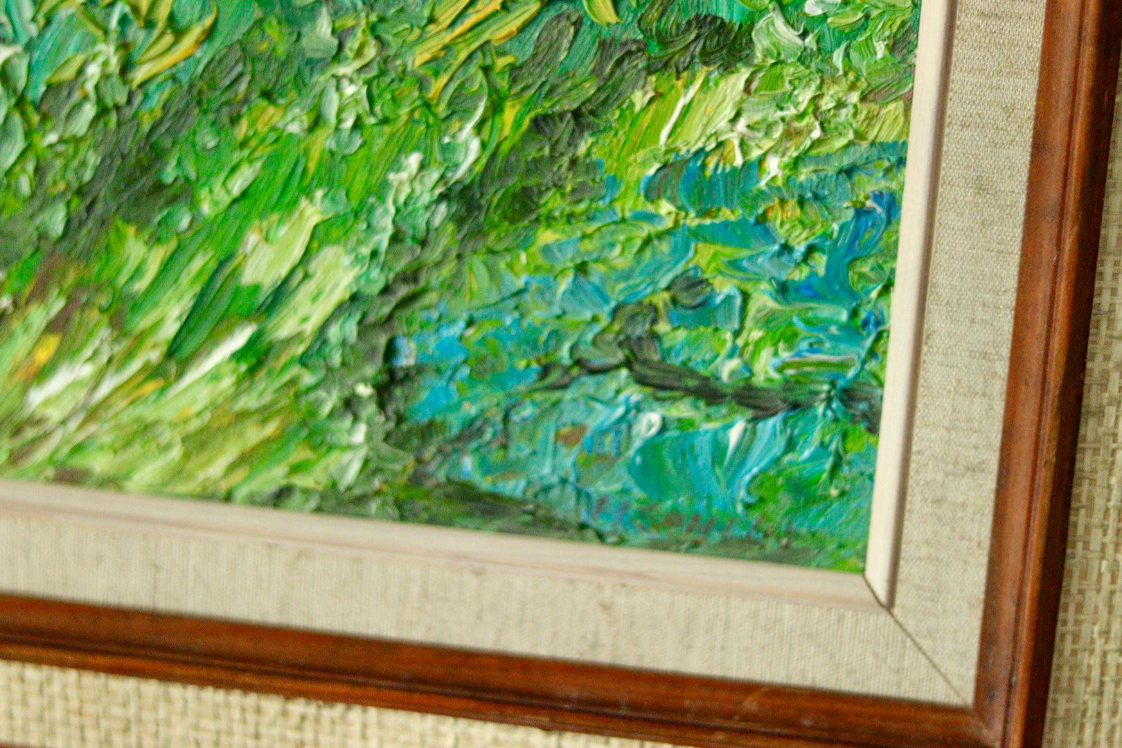 Mid-Century Original Oil on Canvas – “Vibrant Landscape”
