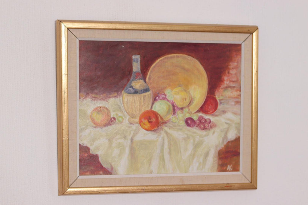 “Still Life with Fruit and Bottle” by A.K.