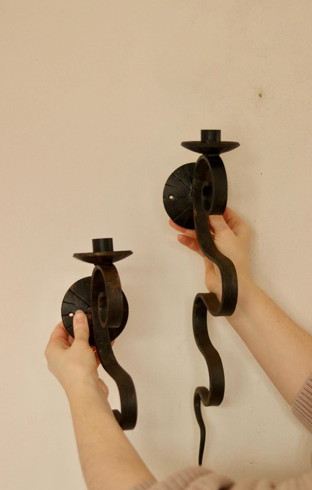 Pair of Mid-Century-Swedish Sconces with Black Coating