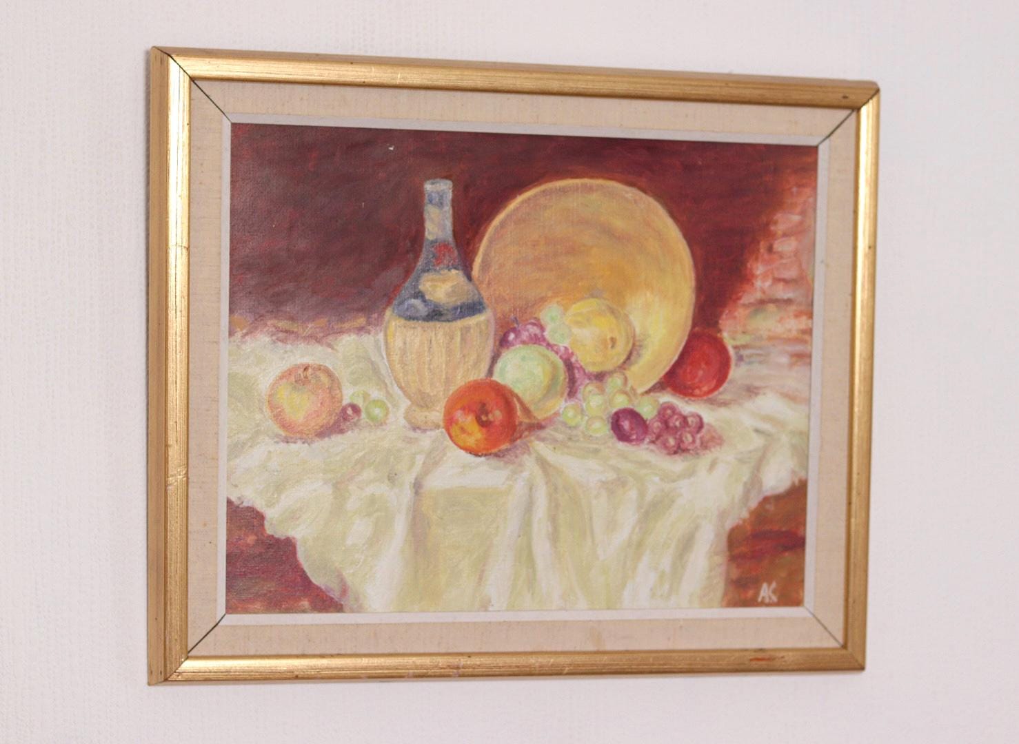 “Still Life with Fruit and Bottle” by A.K.