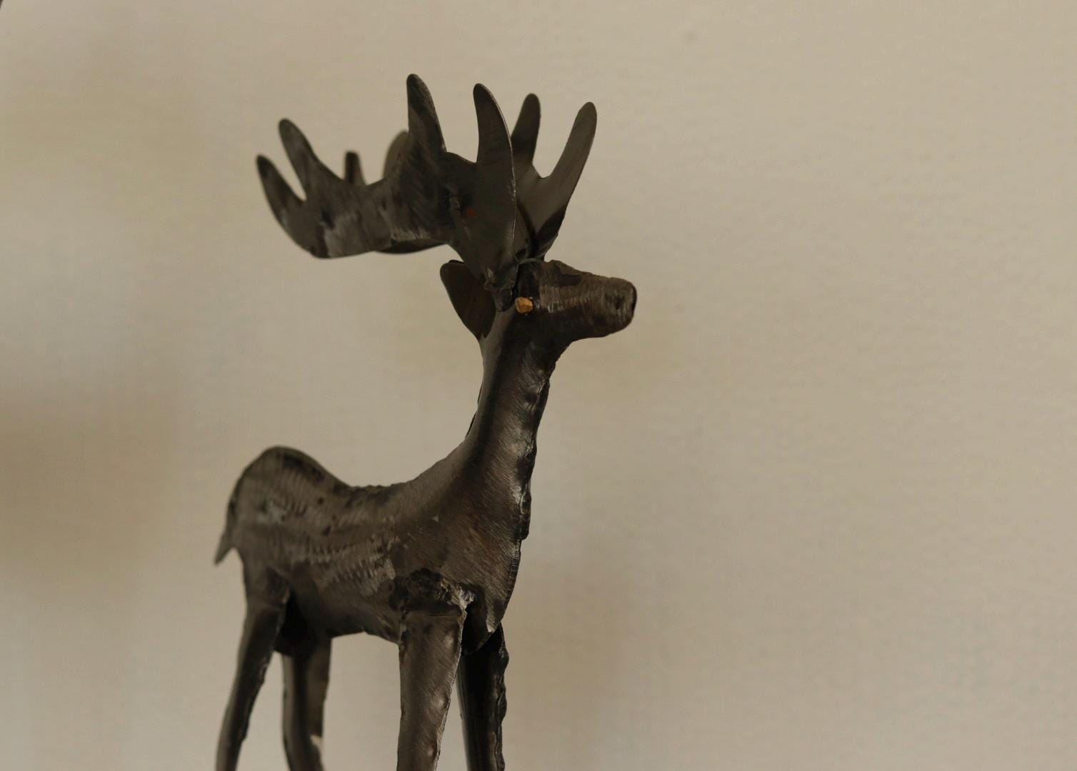 Pair of Swedish Pewter/Metal Reindeer Sculpture