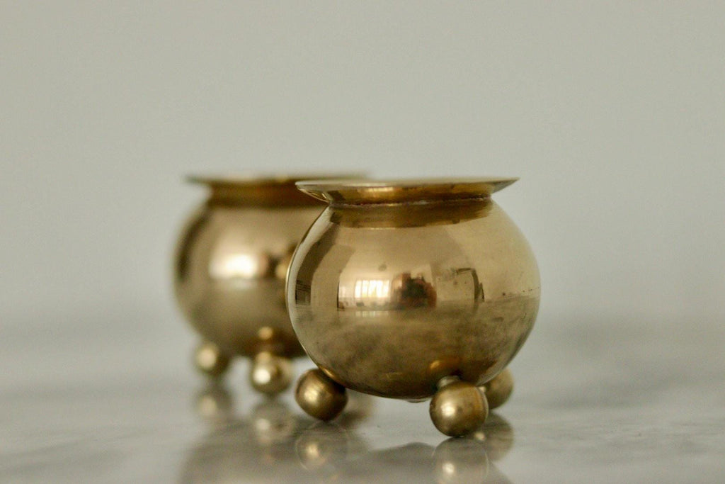Pair of Mid-Century Swedish Brass Candle Holders