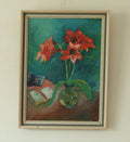 Original Mid Century Oil on Board – “Still Life with Flowers, Book and Object”