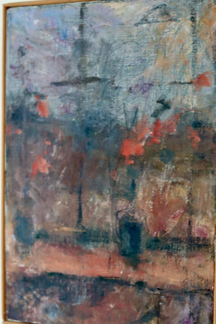 Mid-20th Century Original Abstract Oil on Canvas – Warm Tones