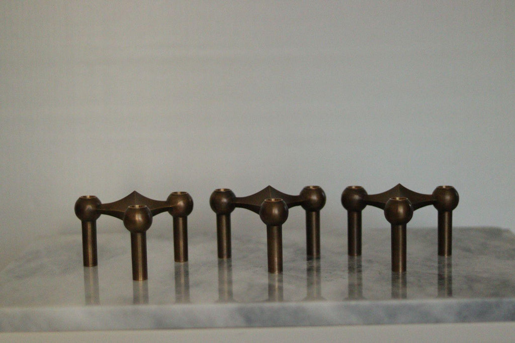 Trio of Vintage Brass Candle Holder by Stoff Nagel