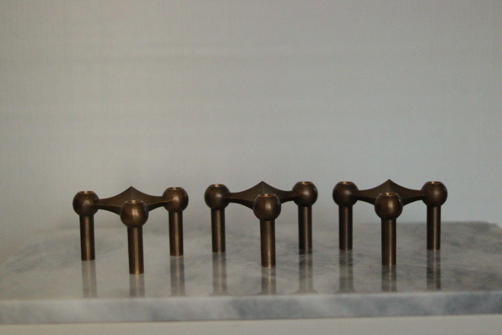 Trio of Vintage Brass Candle Holder by Stoff Nagel