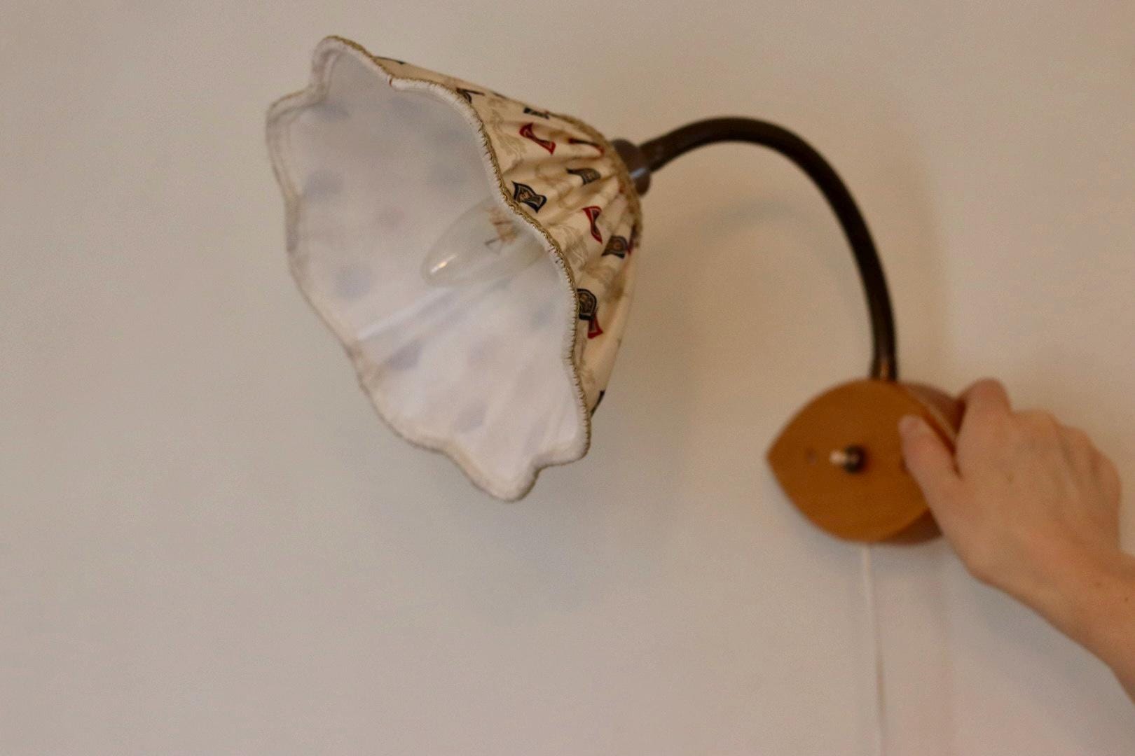 Vintage Wooden and Brass Wall Lamps by Tyringe Sweden 1970s