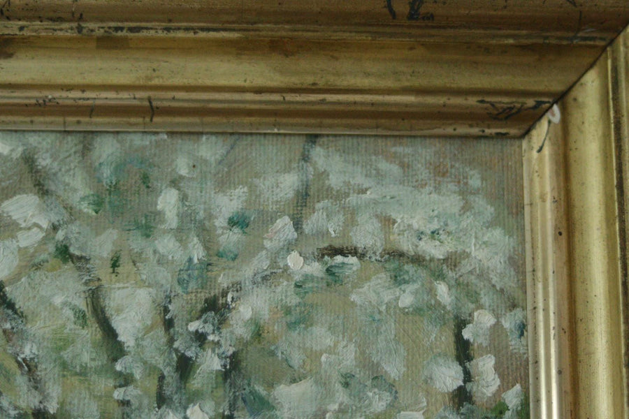 Original Swedish Mid Century Oil on Panel –Trees in Blossom