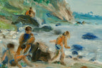 Vintage European Oil on Canvas – “Beach Scene”