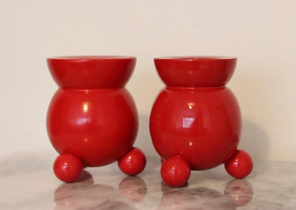 Pair of Swedish Dala Ball Candle holders