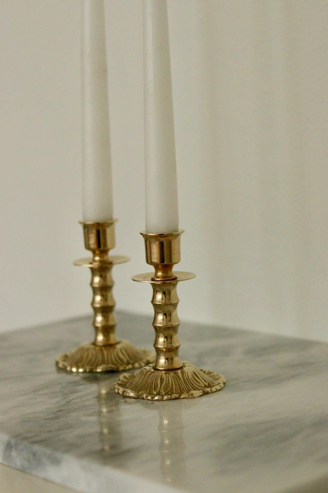 Pair of Vintage Swedish Brass Candle holders