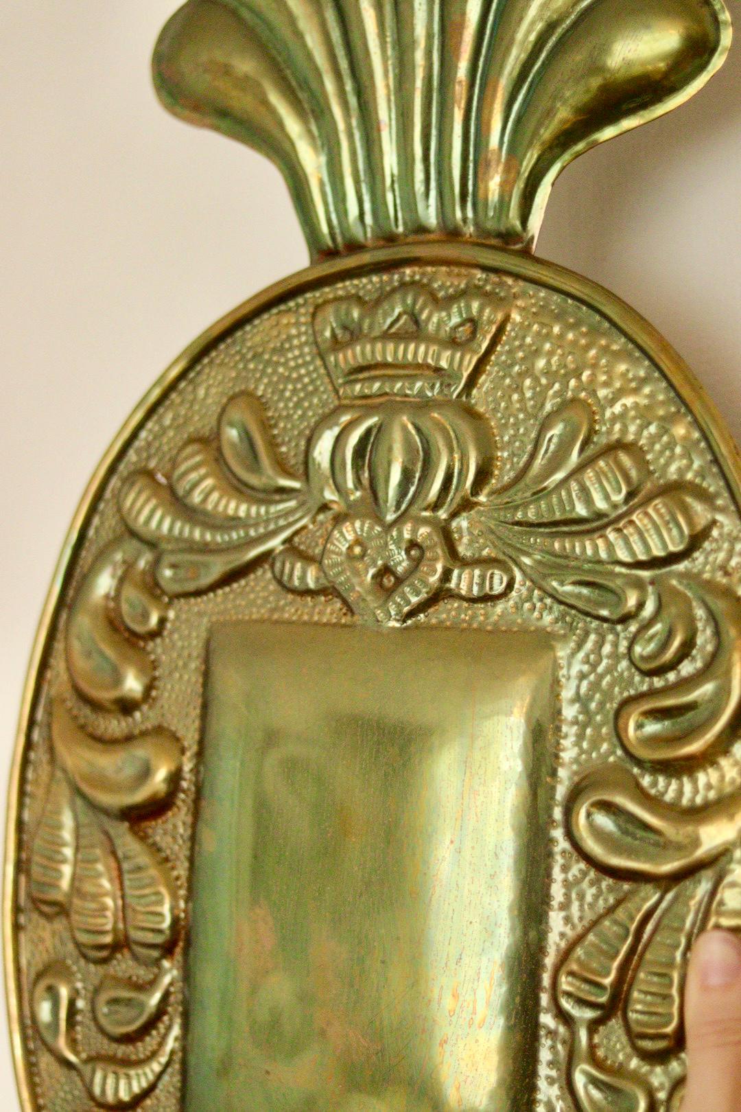 Pair Of Large Mid Century Swedish Brass Sconces