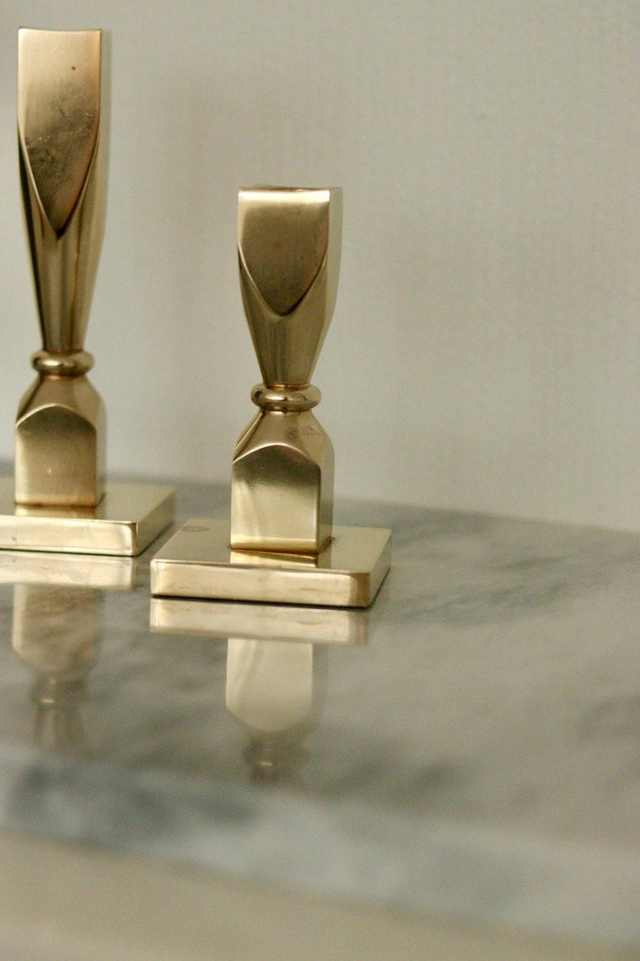 Pair of Mid-Century Swedish Brass Candle Holders