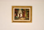 Original Mid-Century Swedish Oil On Canvas – Kitchen Fireplace