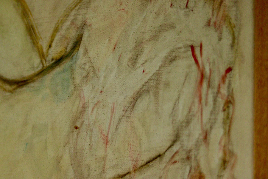 Mid-Century Original Swedish Oil on Canvas "Two People"