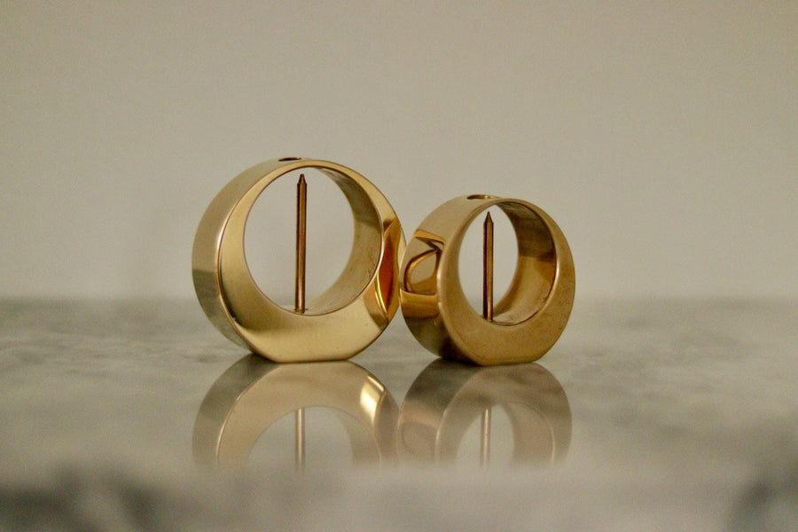 Pair of Mid-Century Swedish Brass Candle Holders by ARTHUR PE, Kolbäck