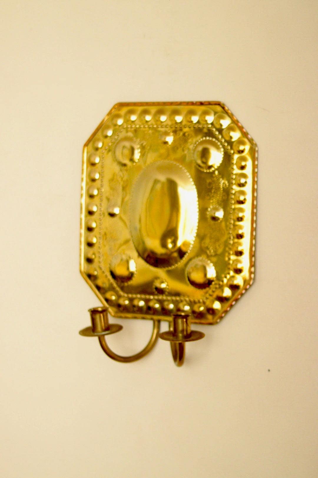 SINGLE Mid Century Swedish Brass Sconce for two candles