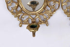 Pair of Antique French Brass Sconces with Mirror