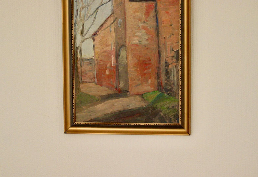 Original European Oil on Panel – Building Scene