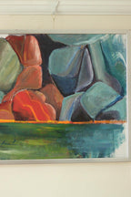 Original Swedish Abstract Oil on Canvas Painting "Abstract Rocks"