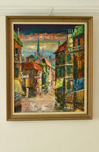 Mid-Century Original Swedish Oil on Canvas "French Street Scene