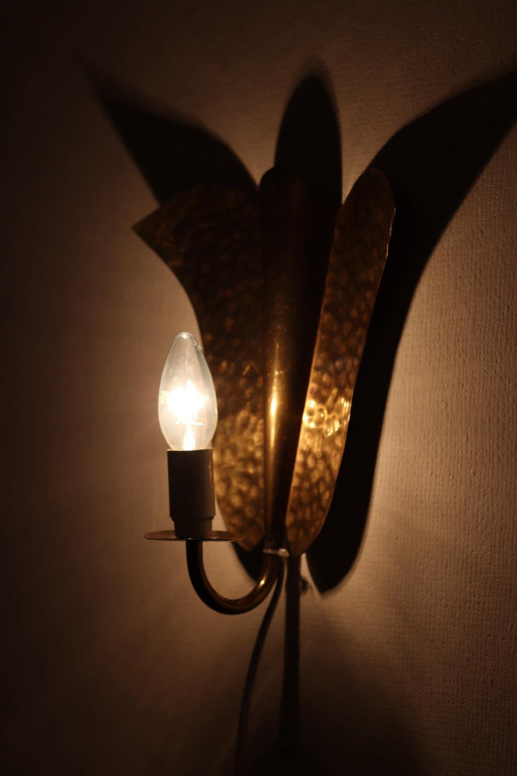 Pair of Swedish Mid-century Brass Electric Sconces