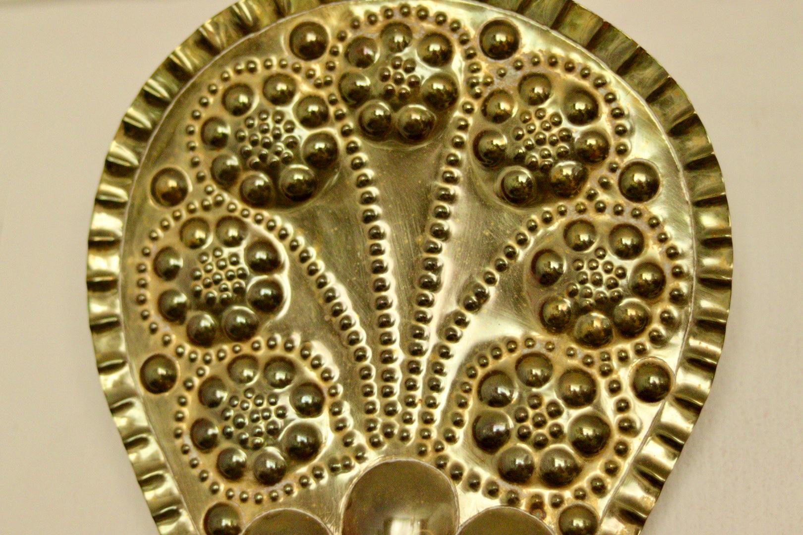 X-Large Mid-Century Swedish Brass Baroque Sconce with Double Arm Design