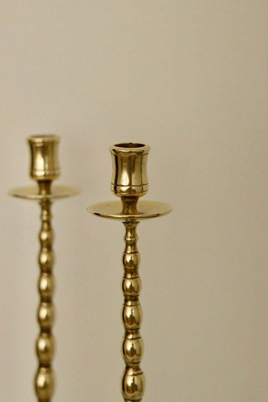 Pair of Mid-Century Swedish Brass Candle Holders