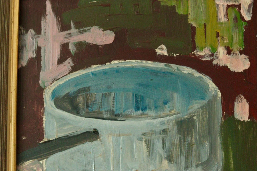 Original Swedish Oil on Panel Still Life with Iron and Pot by Hugo Nyman