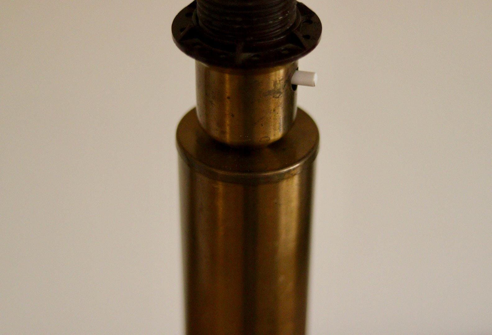 Tall Swedish Brass Bobbin lamps by Bergboms