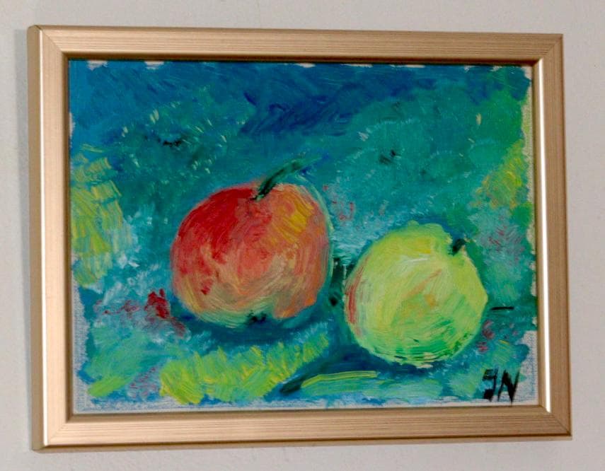 Mid-Century Original Swedish Oil on Panel "Apples"