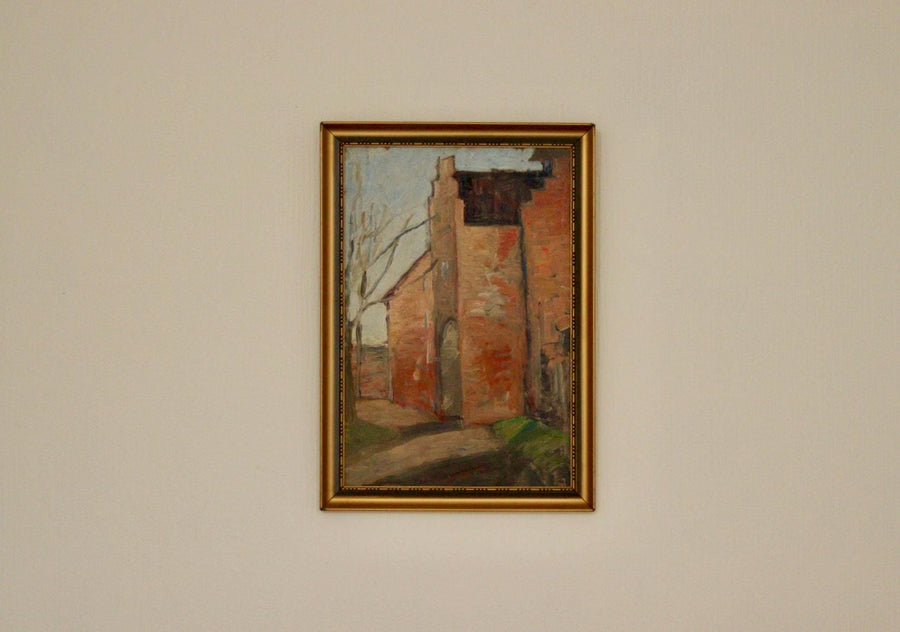 Original European Oil on Panel – Building Scene