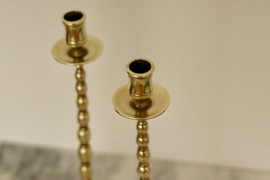 Pair of Mid-Century Swedish Brass Candle Holders