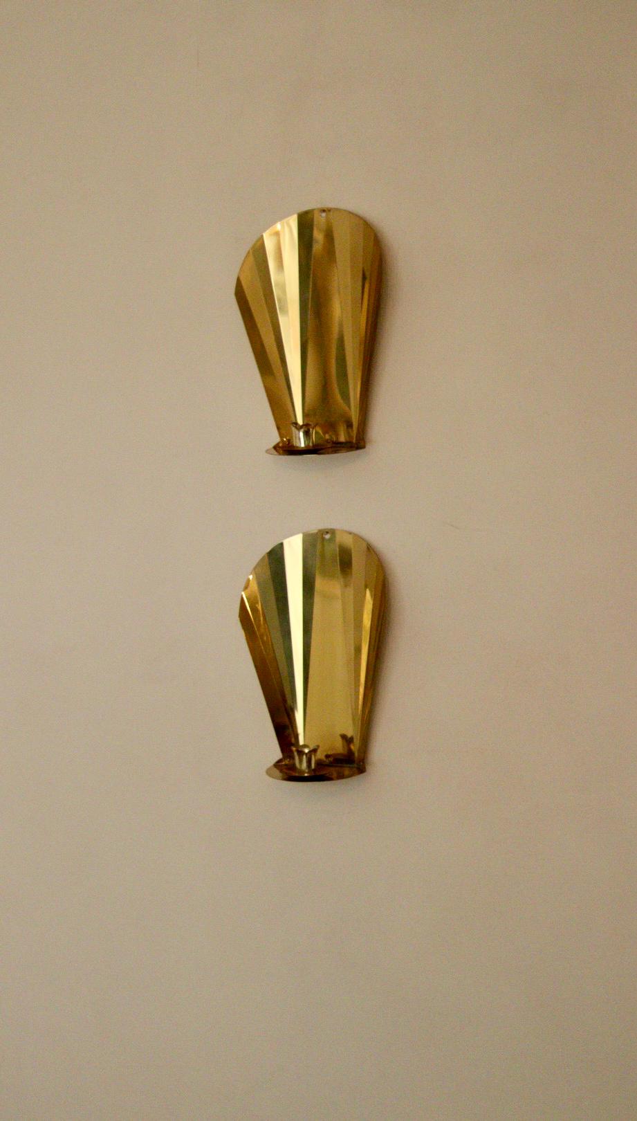 Pair Of Vintage Swedish Brass Sconces