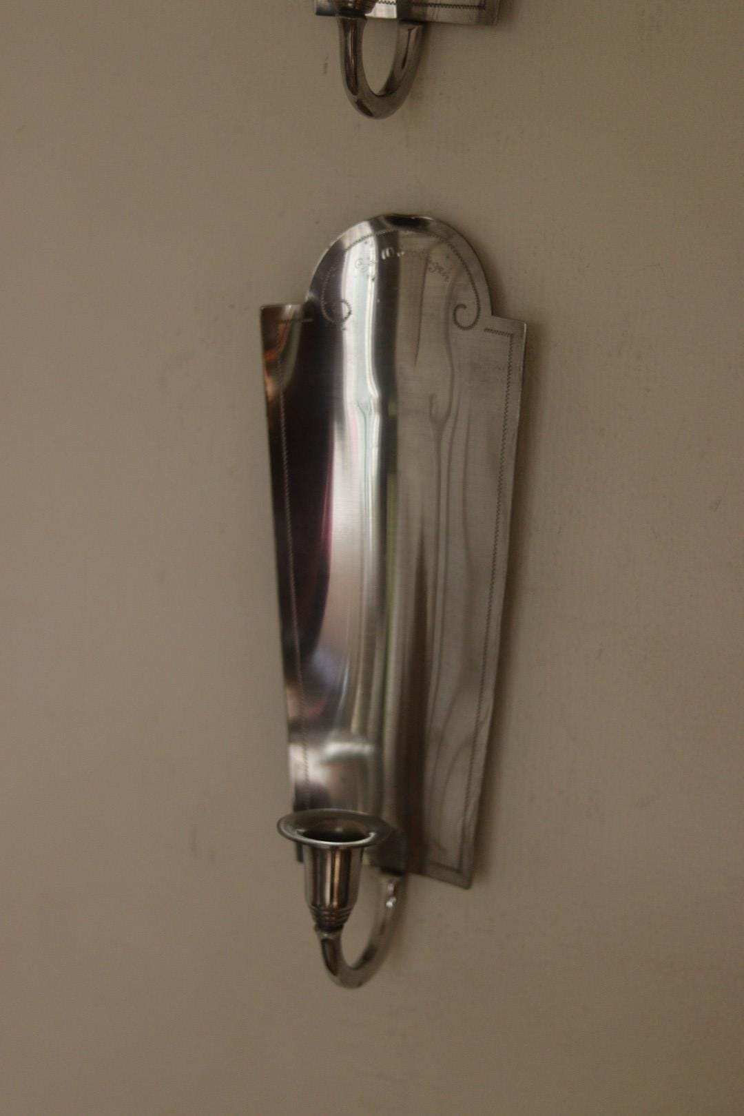 Pair of Mid Century Swedish Pewter Sconces by Svenskt Tenn