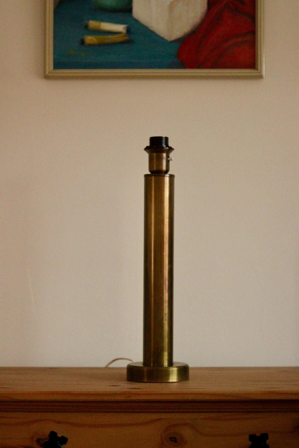 Tall Swedish Brass Bobbin lamps by Bergboms