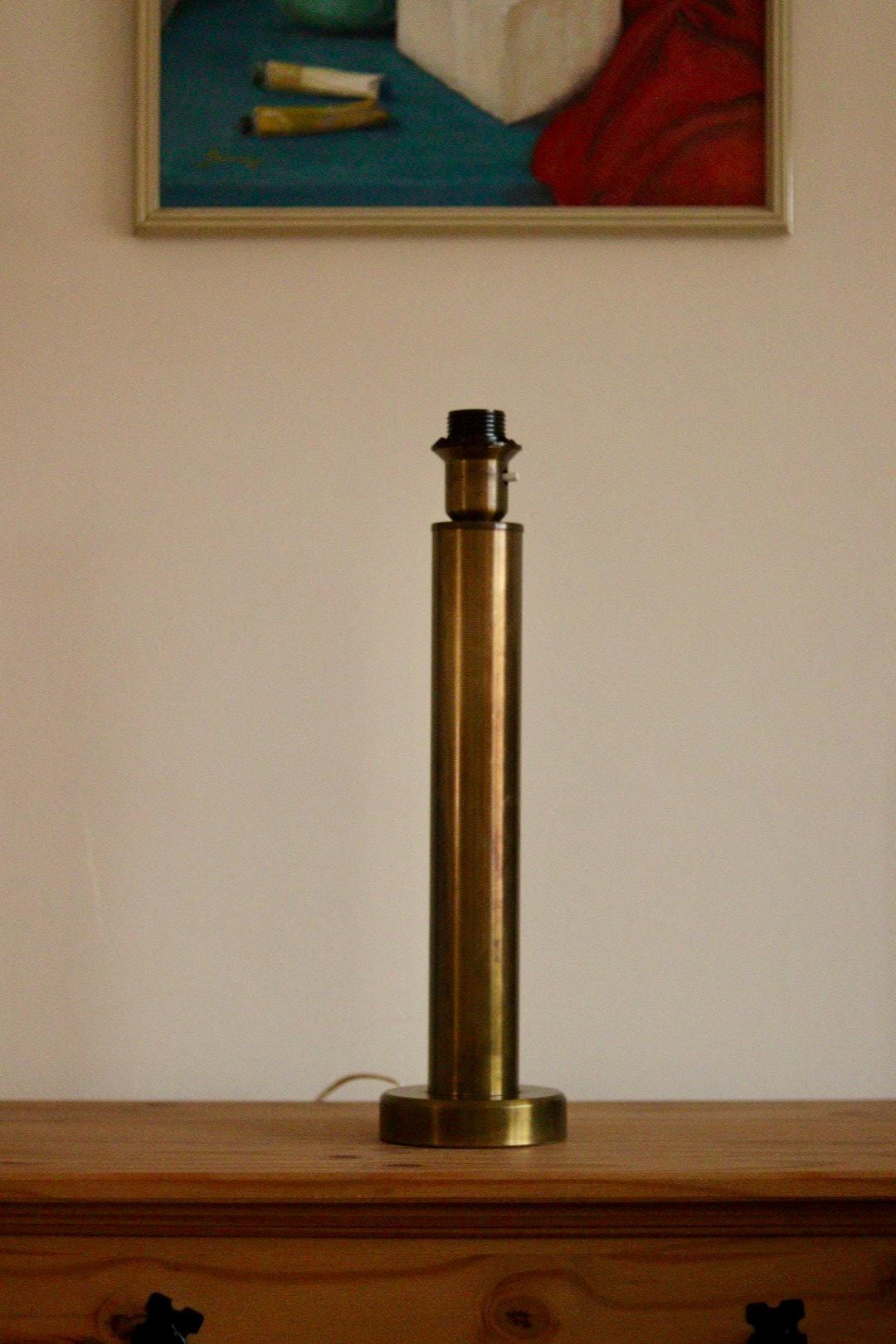 Tall Swedish Brass Bobbin lamps by Bergboms