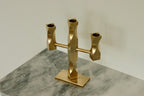 Swedish Brass Three Arm Candelabra by Lars Åkesson for Vallonmässing