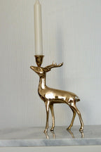 Vintage Brass Stag Candlestick holder
