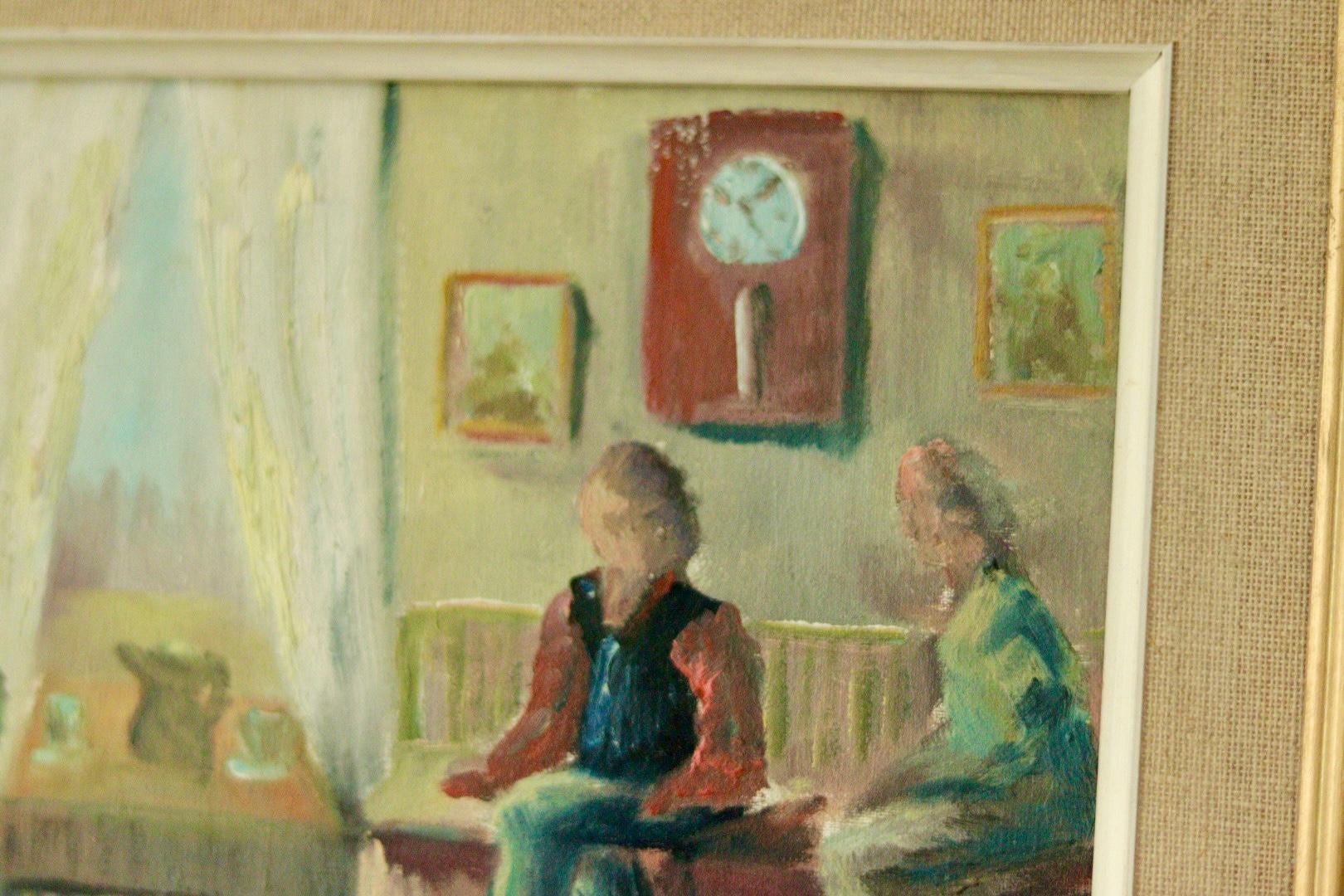 “Interior with Three People” by E. Wallin