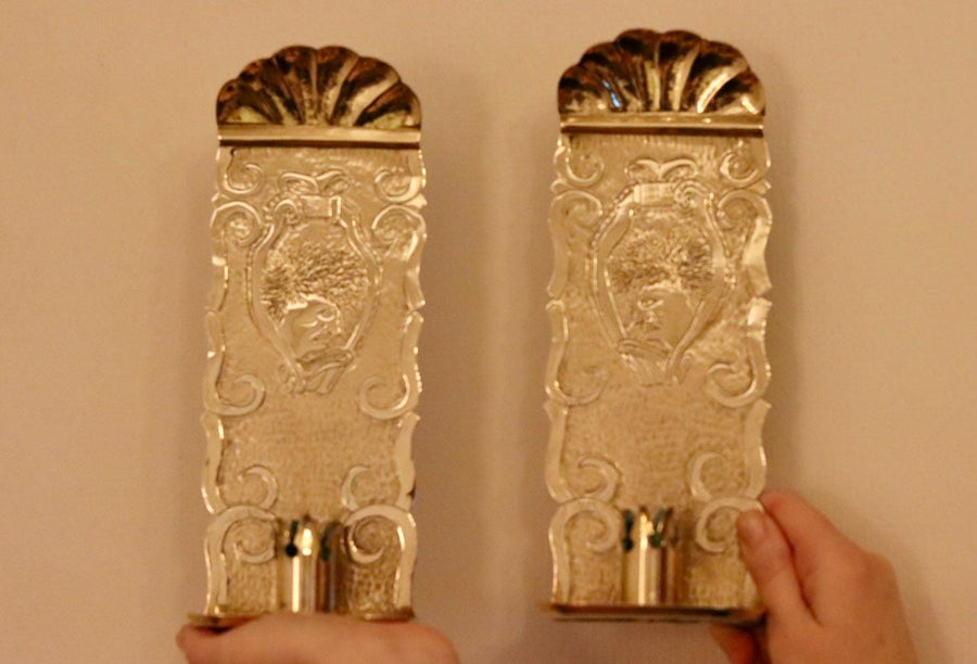 A Pair of Mid Century Swedish Brass Sconces