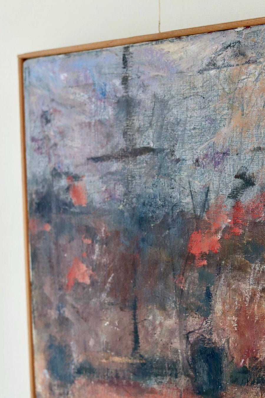 Mid-20th Century Original Abstract Oil on Canvas – Warm Tones