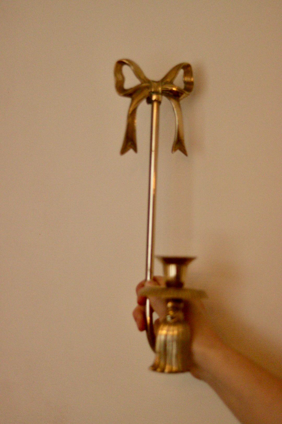 Large Vintage Brass Bow Sconce