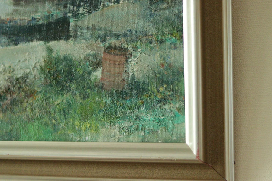 Vintage Oil on Canvas – “Sjöbodar