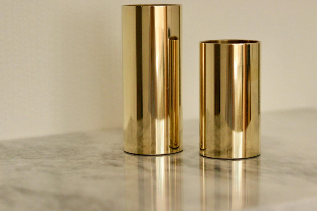 Pair of Mid-Century Norwegian Brass Candle Holders by Colseth