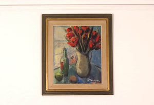 “Red Bouquet and Wine Bottle