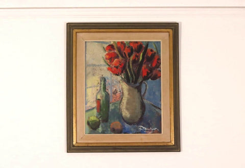 “Red Bouquet and Wine Bottle