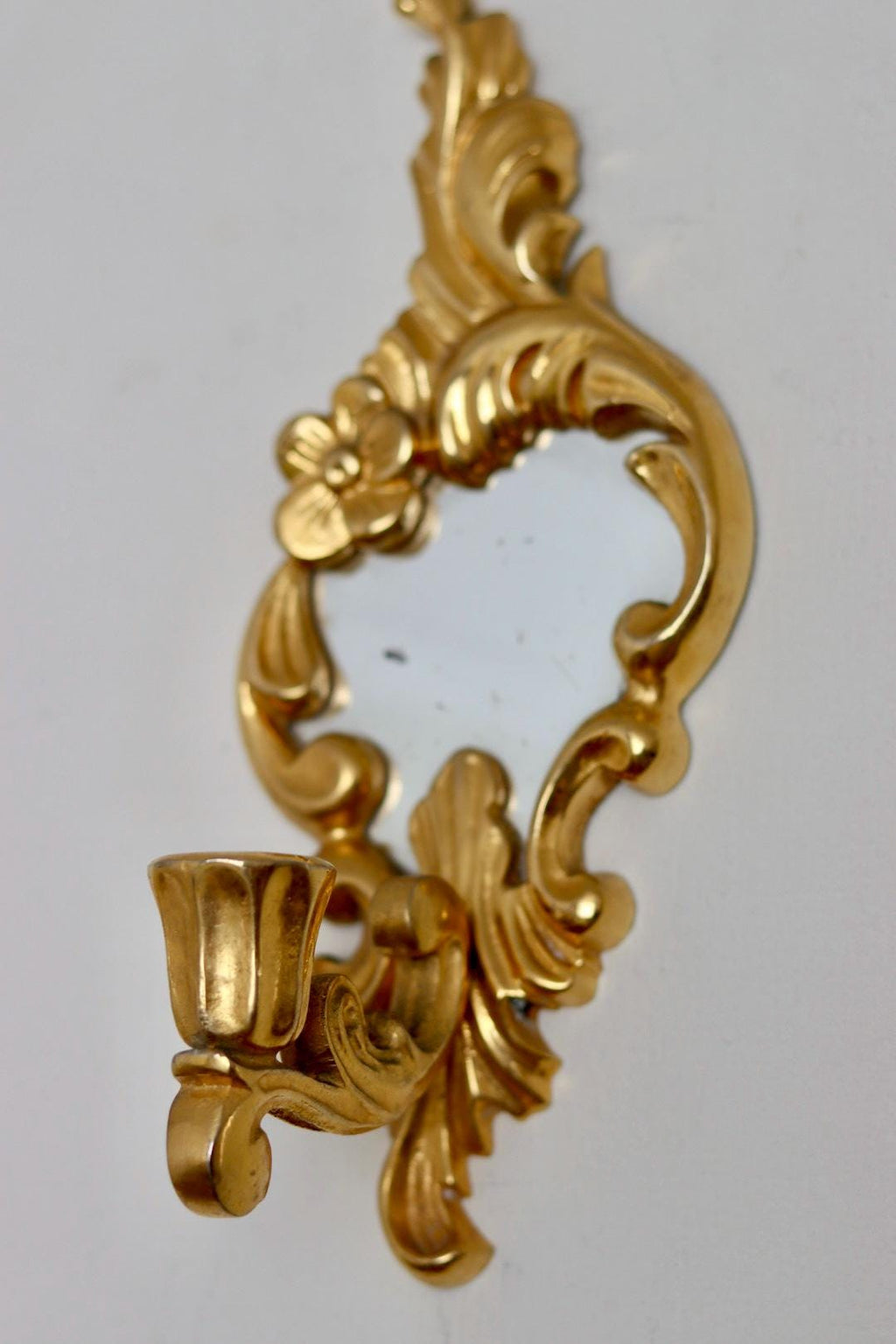 Pair of Vintage Brass Sconces with Mirror